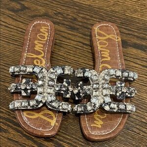 Sam Edelman Bay 8 Rhinestone Slide Sandals, Size 6.5